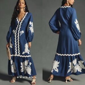 Farm Rio Embroidered Long-Sleeve Dress Sz M